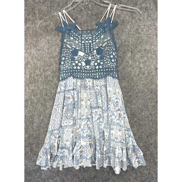 Chelsea & Violet Floral Boho Knit Crochet Dress Girls Large Cottagecore - Picture 1 of 8